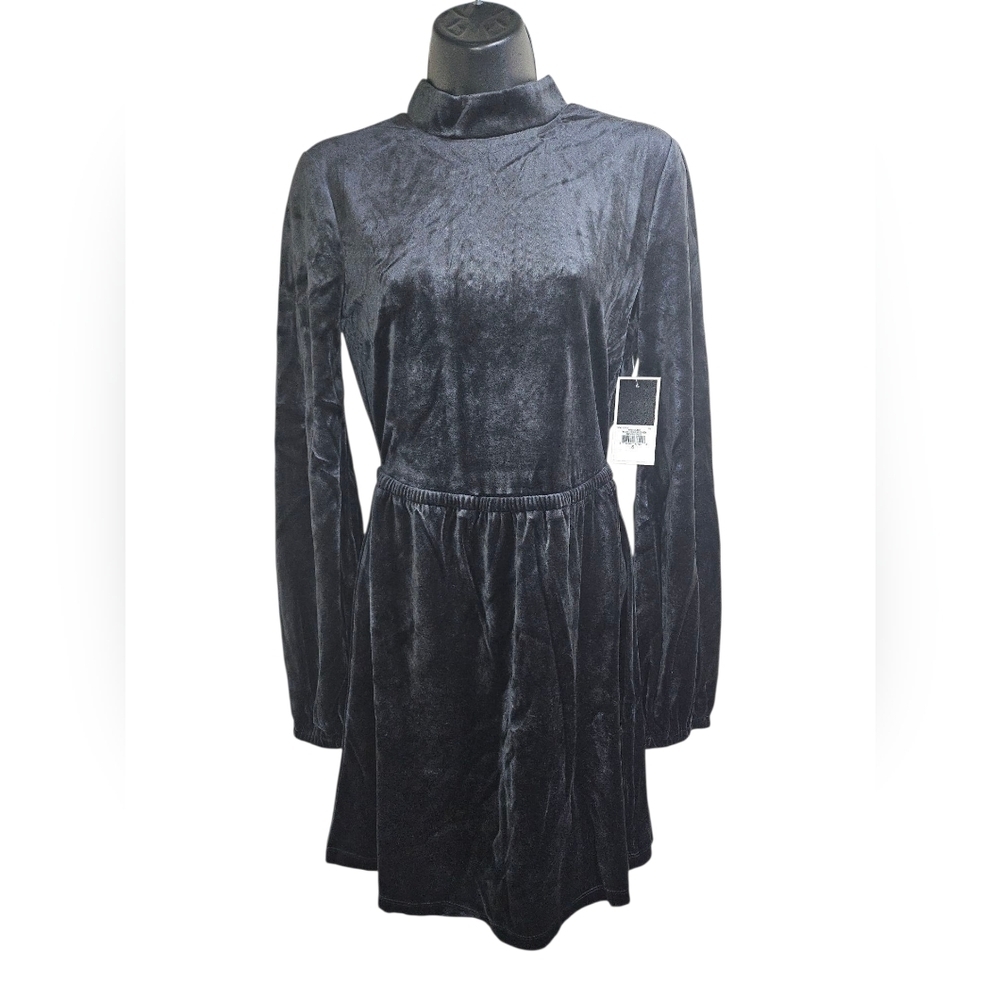 NWT Juicy Couture Babydoll Dress Open Back Velour Black Small